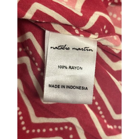 Natalie Martin Red Zigzag Print Wrap Dress – Boho Resortwear Lightweight Midi M - Picture 6 of 9